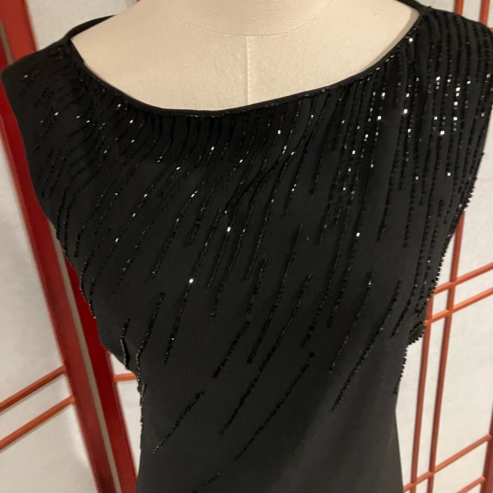 Classic Black Gown with Bead Detail by Crimson Size 4